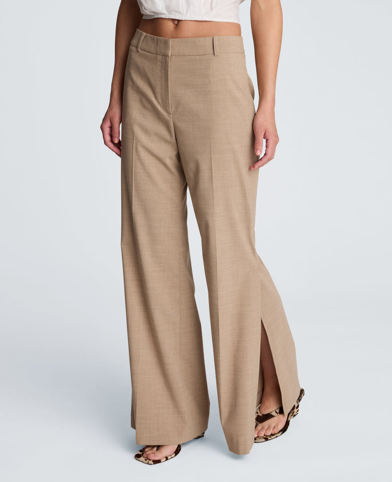 Crosshatch Fly Front Mid Rise Flare Pant