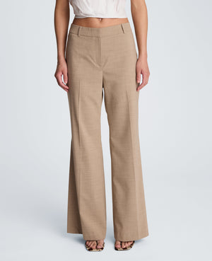 Crosshatch Fly Front Mid Rise Flare Pant