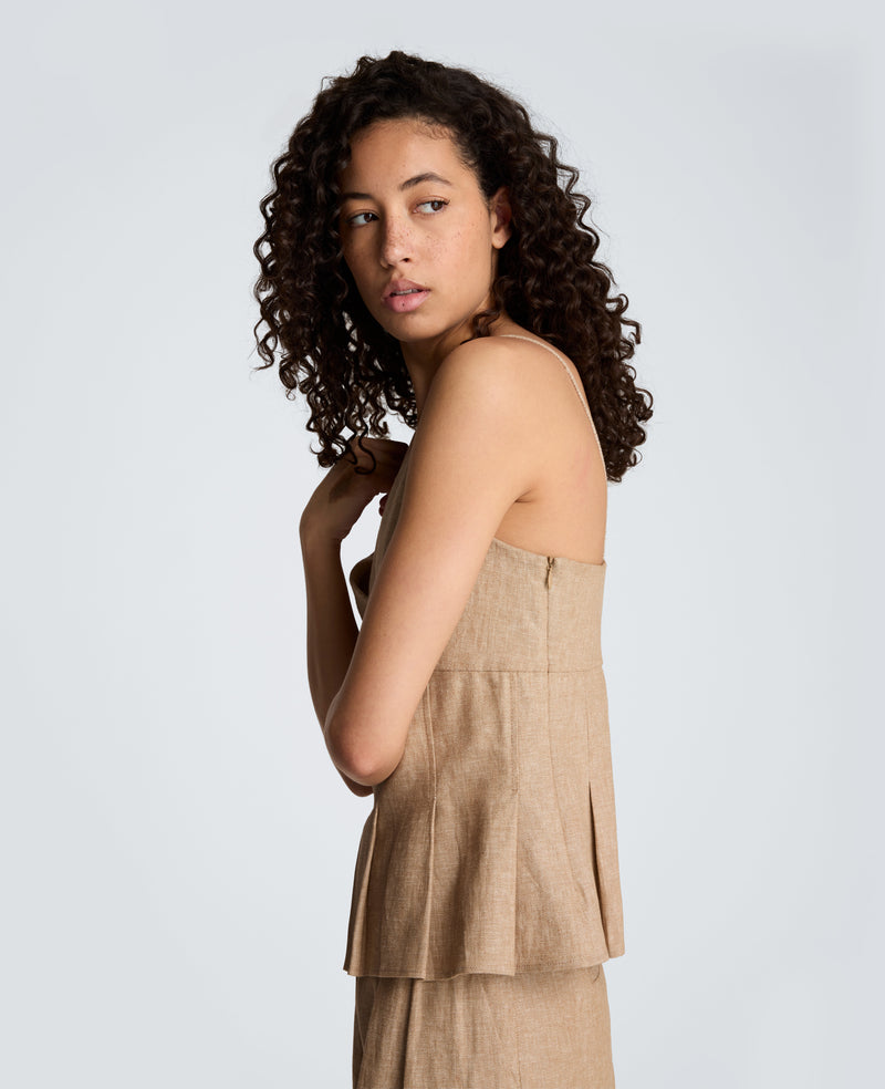 Kenneth Cole - Linen Fitted Cami with Pleated Body WOMENS TOPS for Women