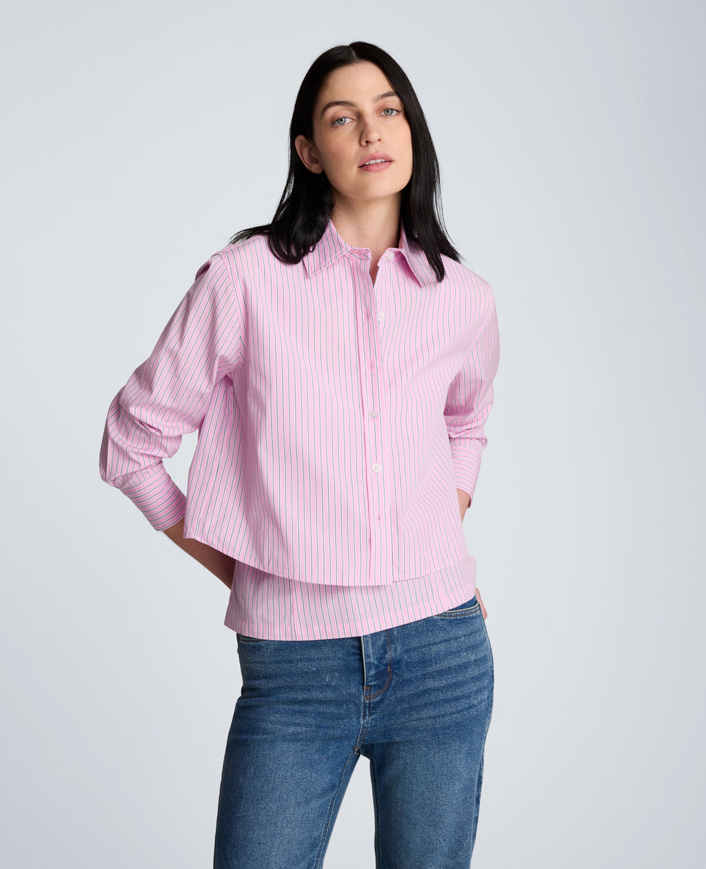 Kenneth Cole - Cropped Long Sleeve Button Front Shirt WOMENS SHIRTS for Women 
