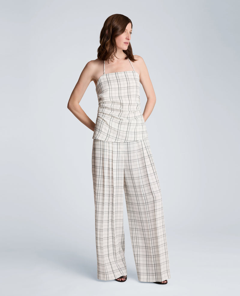 Kenneth Cole Women's Wide-Leg Triple Pleated Pants - Feather White/Black - Size 6 Kenneth Cole Women's Wide-Leg Triple Pleated Pants - Feather White/Black - Size 6