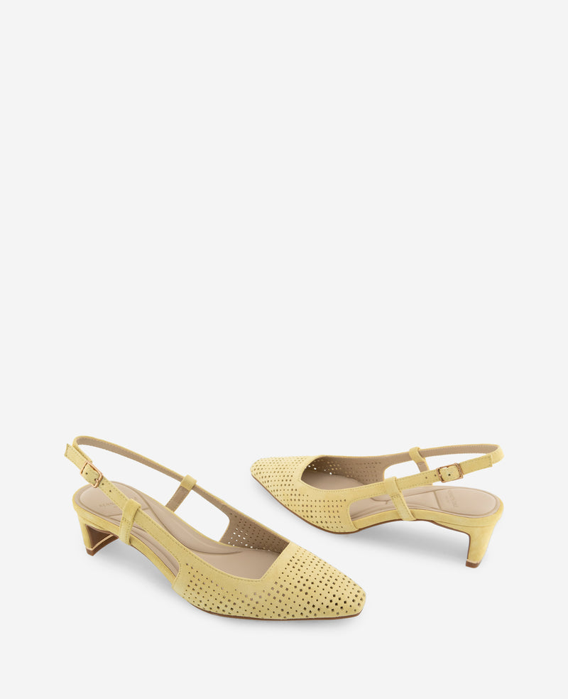 Kenneth Cole - Marbella Perforated Suede Slingback Heel WOMENS HEELS for Women