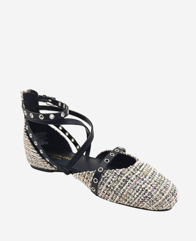 Kenneth Cole - Mason Tweed Strappy Stud Flat WOMENS FLAT for Women