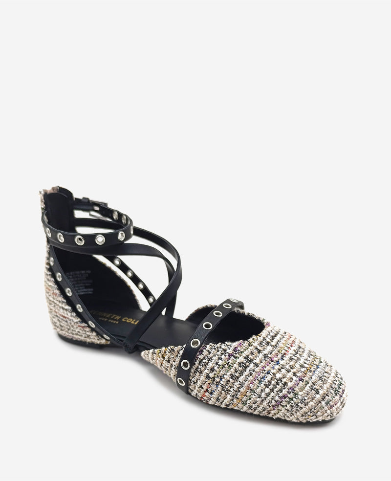 Kenneth Cole - Mason Tweed Strappy Stud Flat WOMENS FLAT for Women