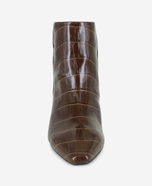 Shop Miranda Chocolate Croco Heel Bootie | Kenneth Cole