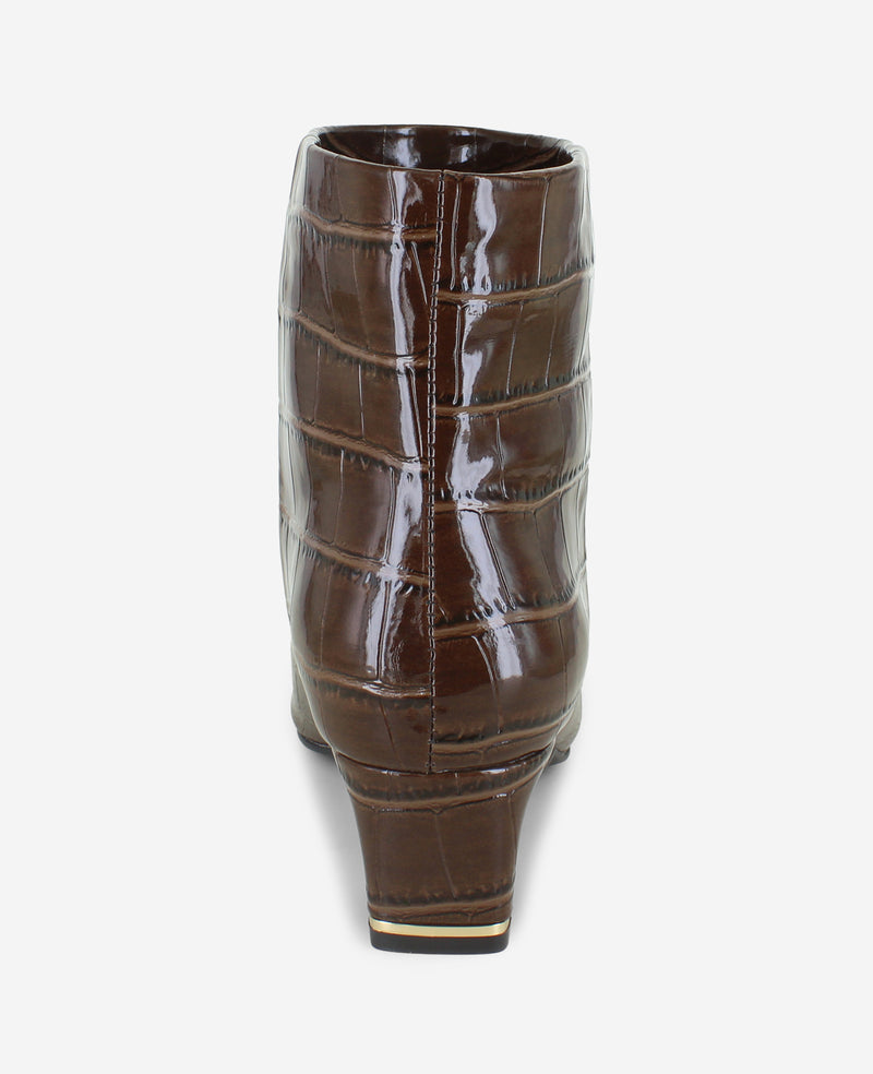 Shop Miranda Chocolate Croco Heel Bootie | Kenneth Cole