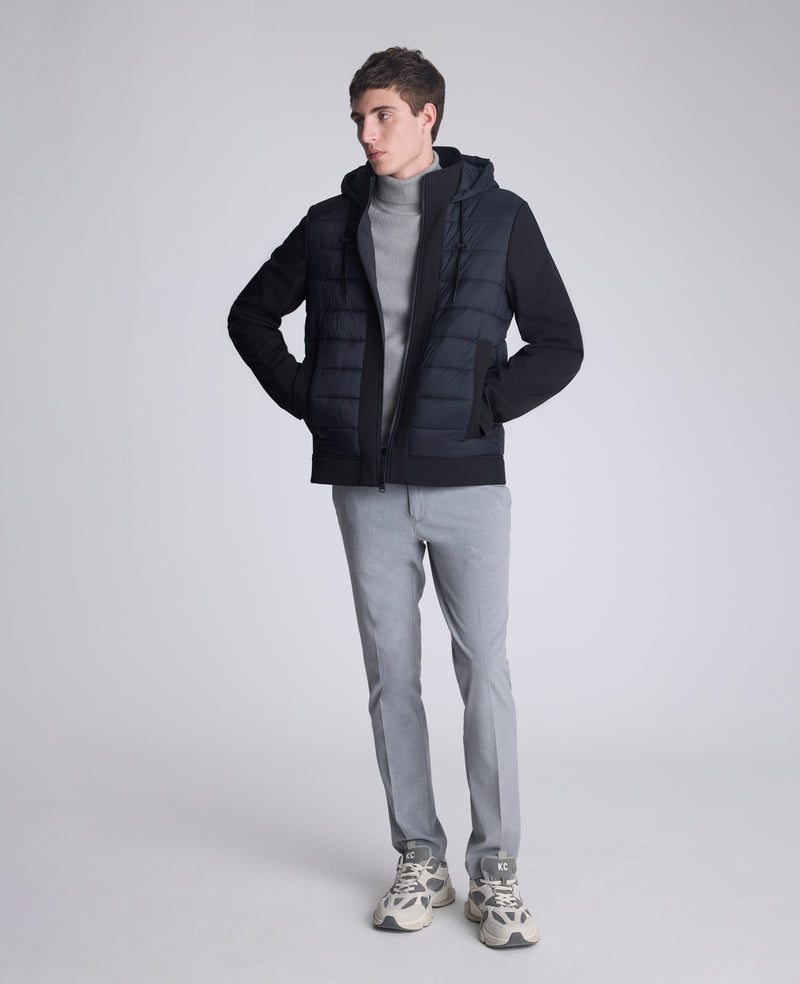 Kenneth Cole - Mixed Media Hooded Soft Shell Jacket MENS OUTERWEAR for Men