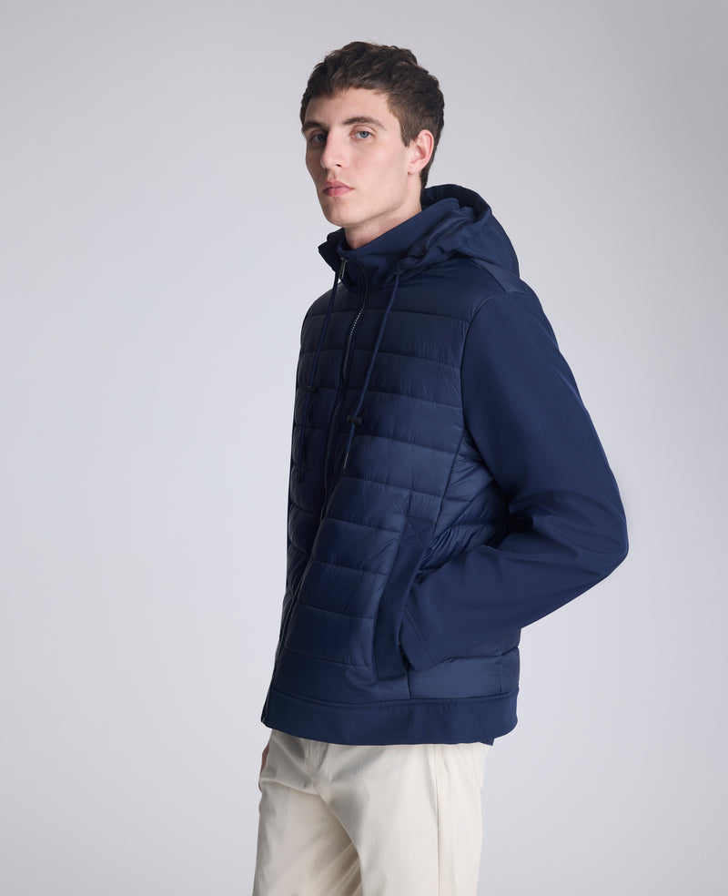 Kenneth Cole - Mixed Media Hooded Soft Shell Jacket MENS OUTERWEAR for Men