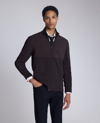 Mock Neck Full Zip Jacket: Heather Brown | Kenneth Cole