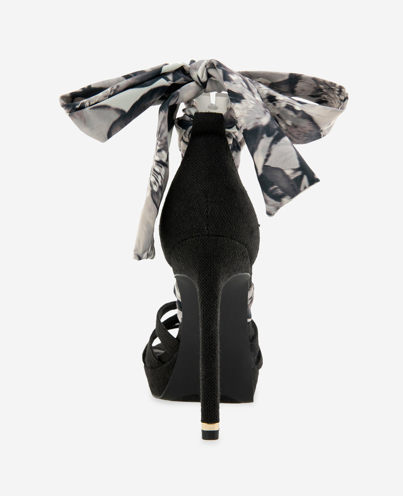 Kenneth Cole - Nikkii Printed Fabric Wrap Around Platform Heel WOMENS HEELS for Women