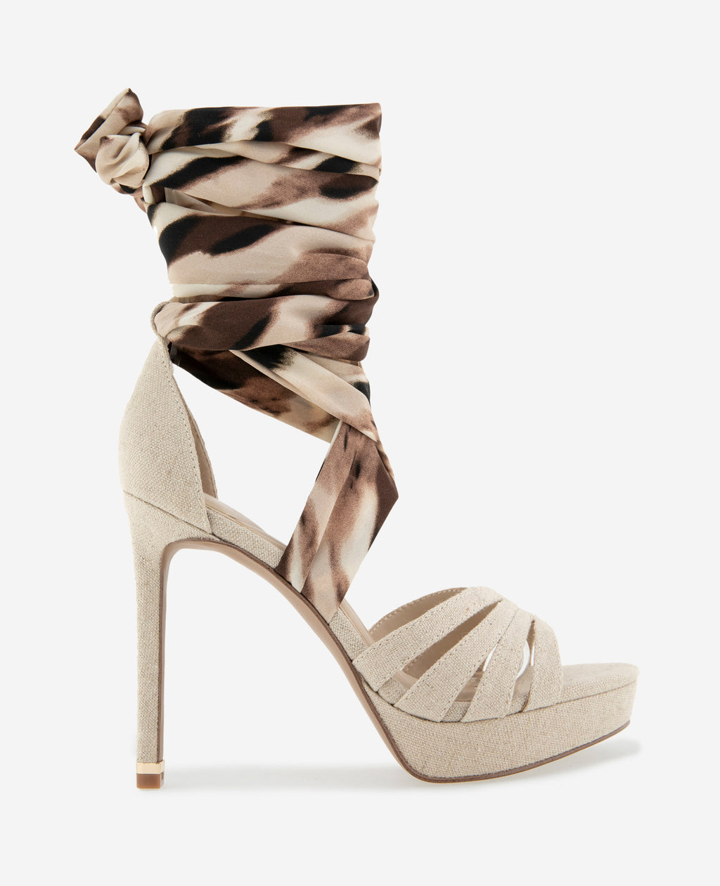 Kenneth Cole - Nikkii Printed Fabric Wrap Around Platform Heel WOMENS HEELS for Women 