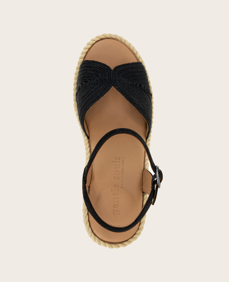Nola Espadrille Wedge Black – Women's Fabric Heel KC