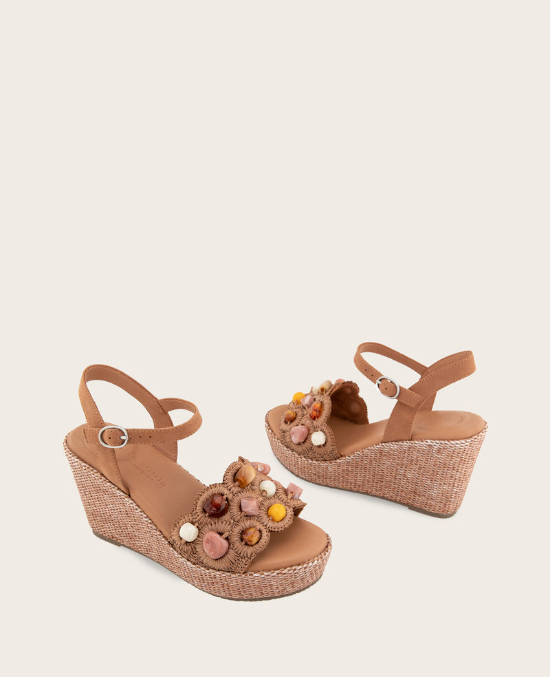 Kenneth Cole - GENTLE SOULS - Nolina Stone Embellished Espadrille Wedge WOMENS SANDAL for Women