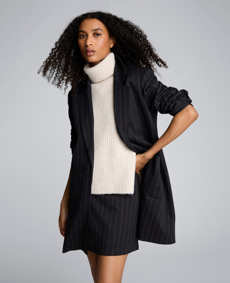 Kenneth Cole - Pinstripe Patch Pocket Open Front Jacket WOMENS JACKET for Women