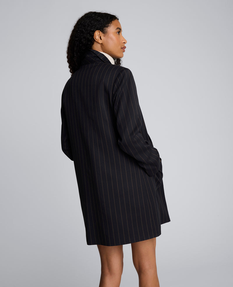 Kenneth Cole - Pinstripe Patch Pocket Open Front Jacket WOMENS JACKET for Women