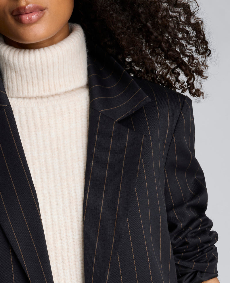 Kenneth Cole - Pinstripe Patch Pocket Open Front Jacket WOMENS JACKET for Women