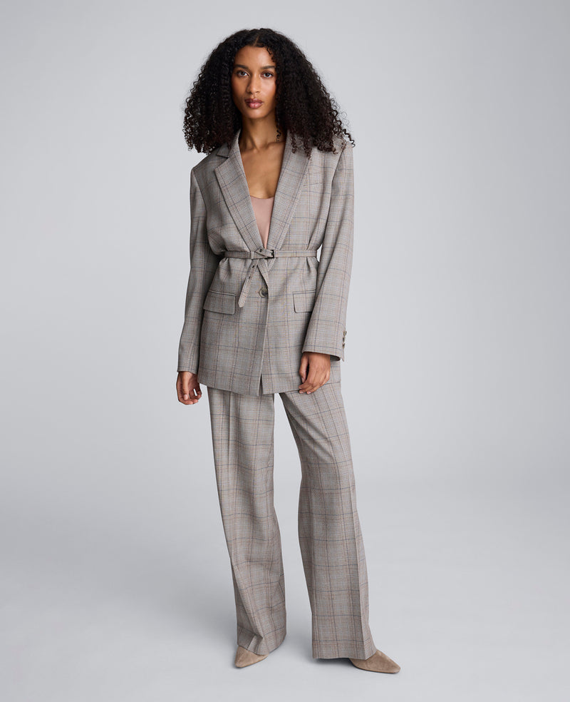 Kenneth Cole - Plaid One Button Belted Jacket WOMENS JACKET for Women