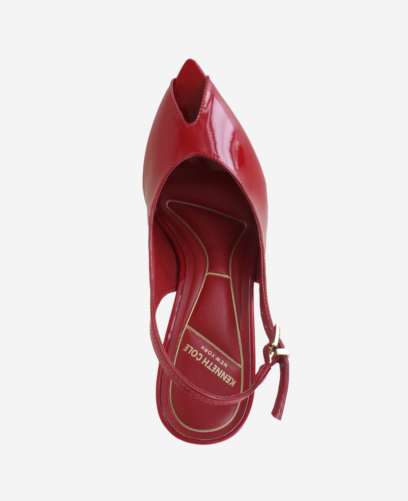 Kenneth Cole - Priya Patent Peep-Toe Slingback Heel WOMENS HEELS for Women
