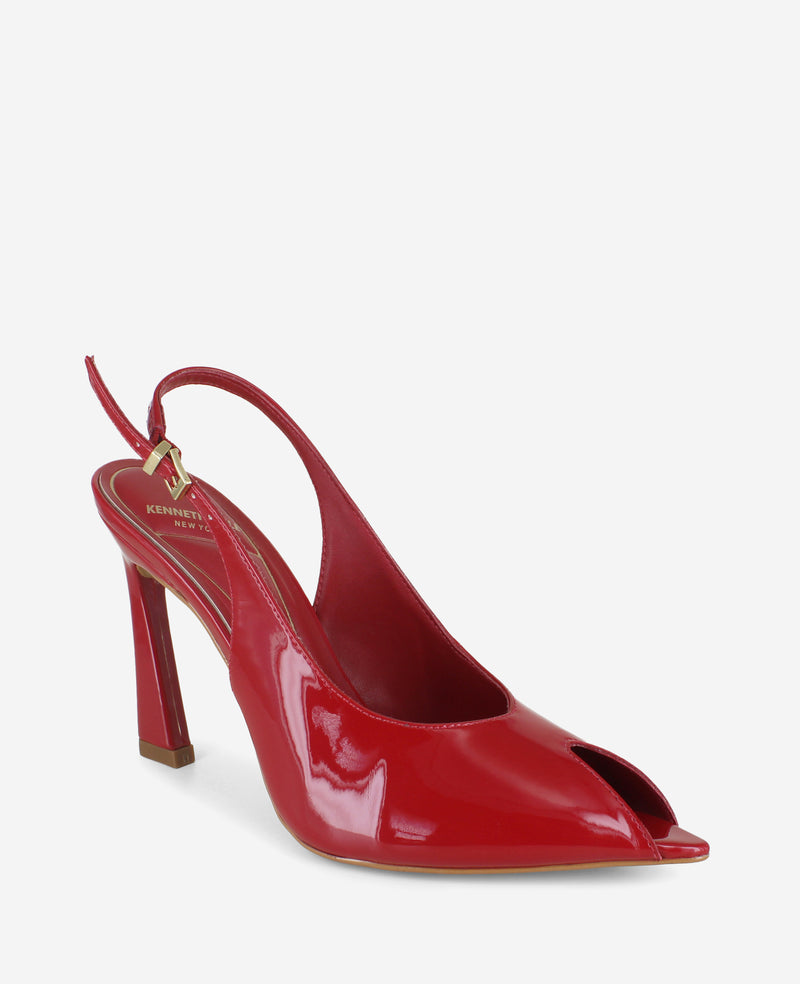 Kenneth Cole - Priya Patent Peep-Toe Slingback Heel WOMENS HEELS for Women