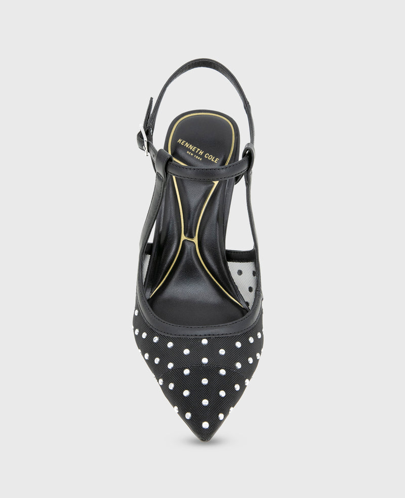Kenneth Cole - Romi Mesh Micro Stud Ankle Slingback Heel WOMENS HEELS for Women