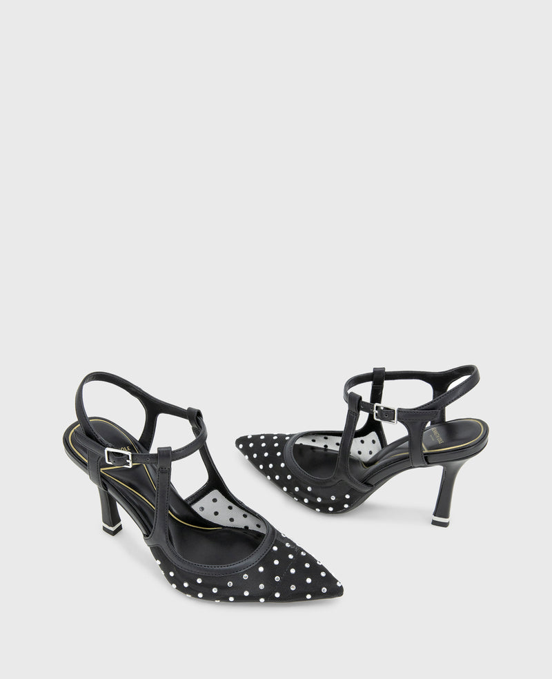 Kenneth Cole - Romi Mesh Micro Stud Ankle Slingback Heel WOMENS HEELS for Women