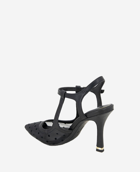 Shop Romi Mesh Ankle Slingback Heel – Black | Kenneth Cole