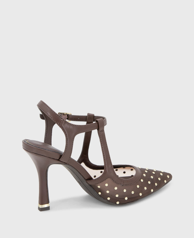 Kenneth Cole - Romi Mesh Micro Stud Ankle Slingback Heel WOMENS HEELS for Women