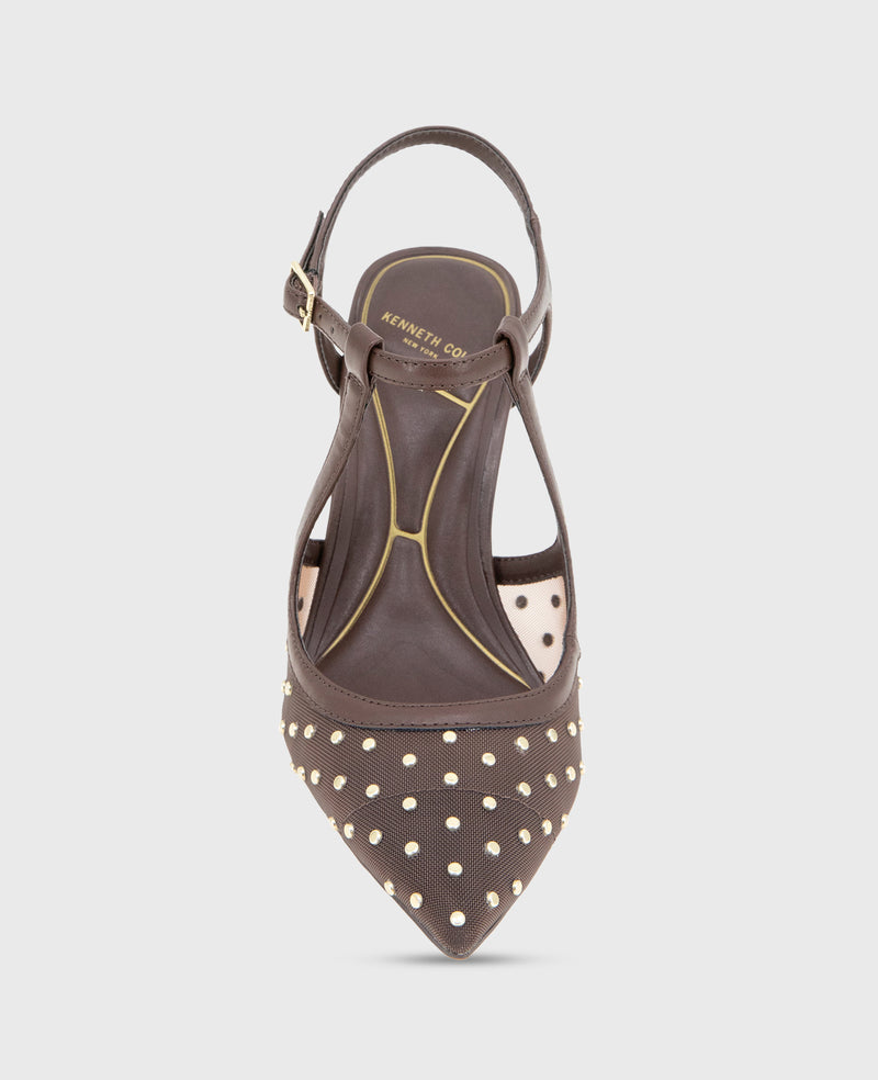 Kenneth Cole - Romi Mesh Micro Stud Ankle Slingback Heel WOMENS HEELS for Women