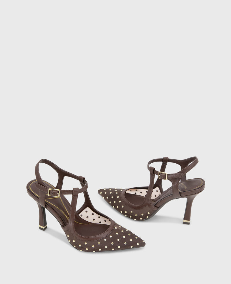 Kenneth Cole - Romi Mesh Micro Stud Ankle Slingback Heel WOMENS HEELS for Women