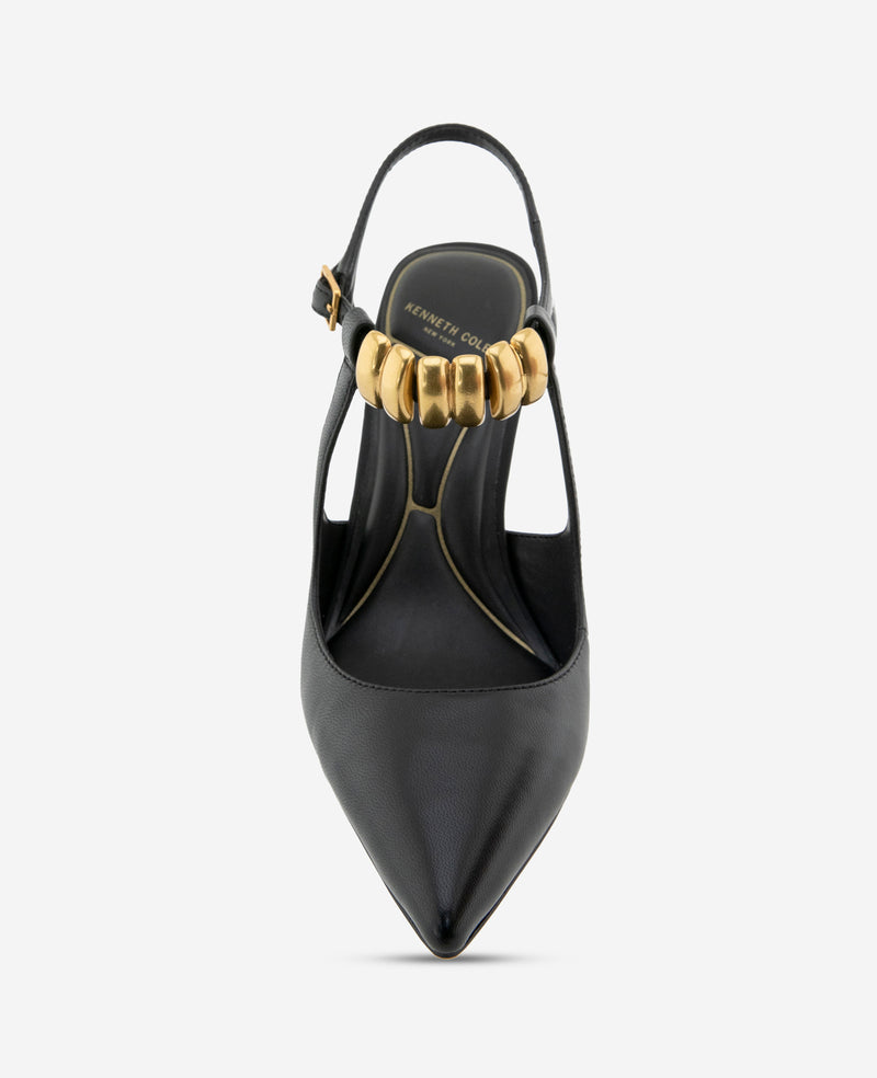 Kenneth Cole - Romi Leather Hardware Ankle Slingback Heel WOMENS HEELS for Women