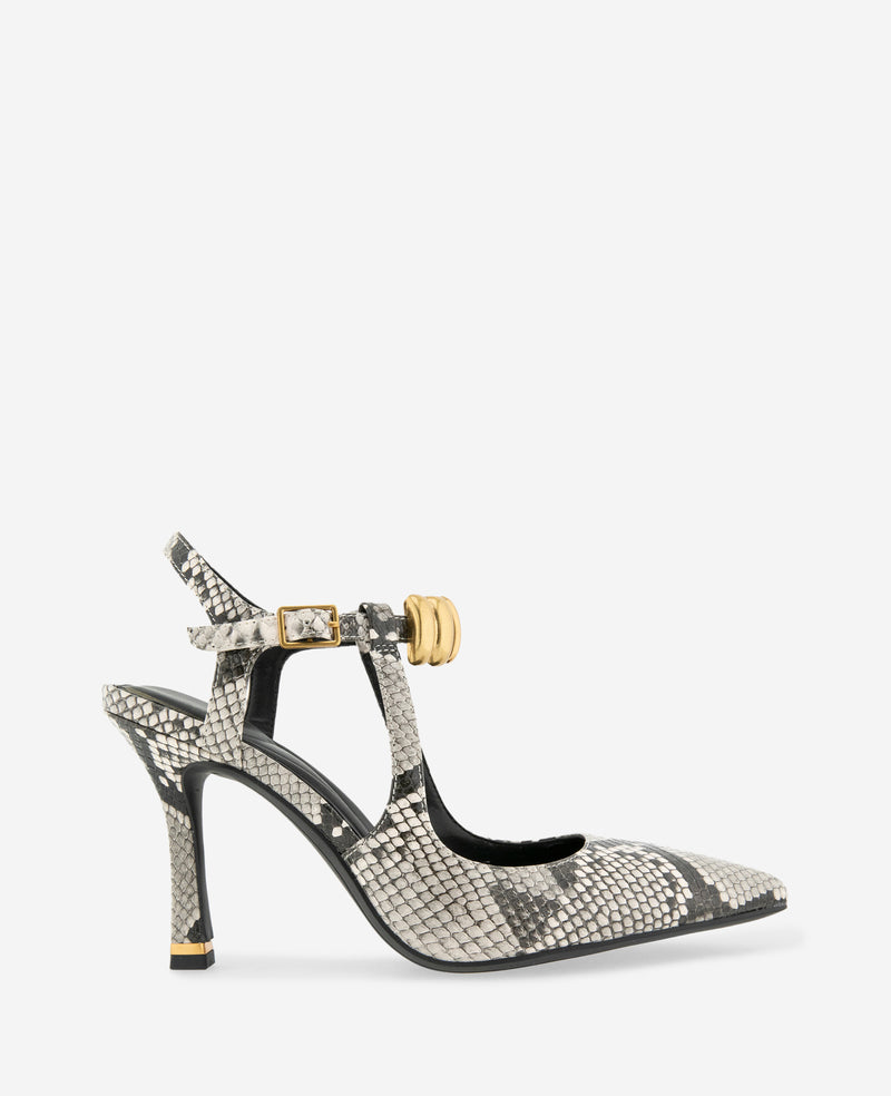 Kenneth Cole - Romi Snake Print Hardware Ankle Slingback Heel WOMENS HEELS for Women