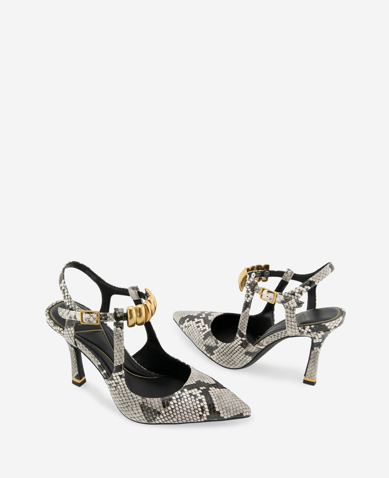 Kenneth Cole - Romi Snake Print Hardware Ankle Slingback Heel WOMENS HEELS for Women