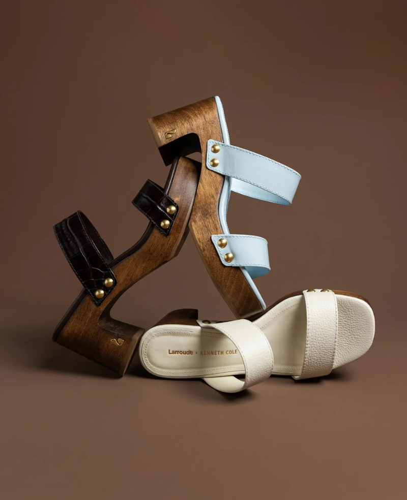 Kenneth Cole - Larroudé x Kenneth Cole: Sandal Dark Oak Croco Leather Sandal