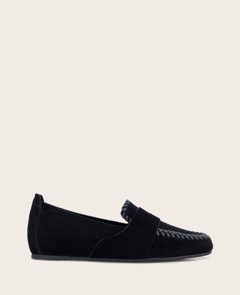 Sandra Suede Braid Detail Loafer Black | Gentle Souls by KC