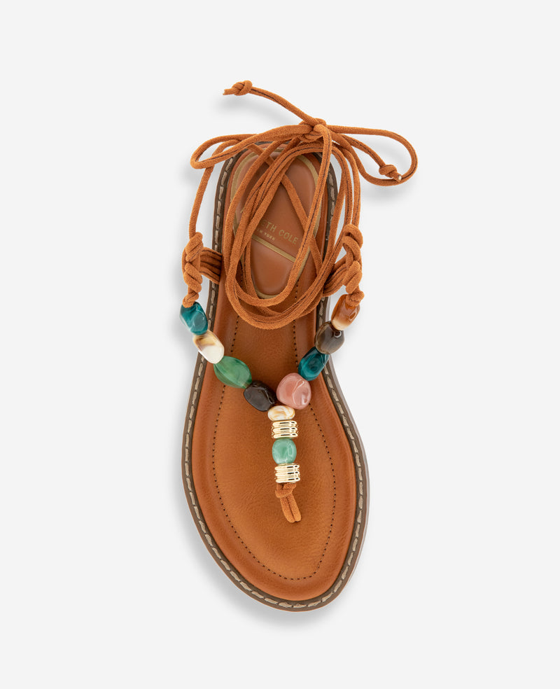 Kenneth Cole - Santiago Suede Stone Embellished Wrap Around Sandal WOMENS SANDAL for Women