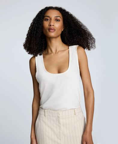 Shop Satin Scoop Neck Tank in Oyster | Kenneth Cole