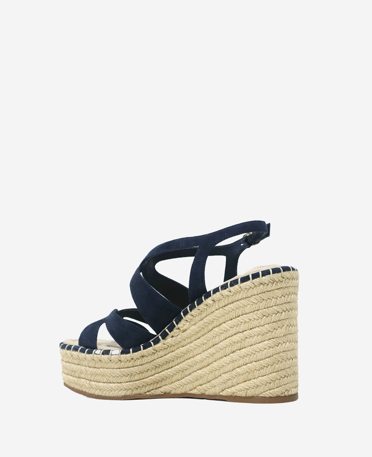 PRA STRIPE ESPADRILLE WEDGE SANDAL NAVY FABRIC
