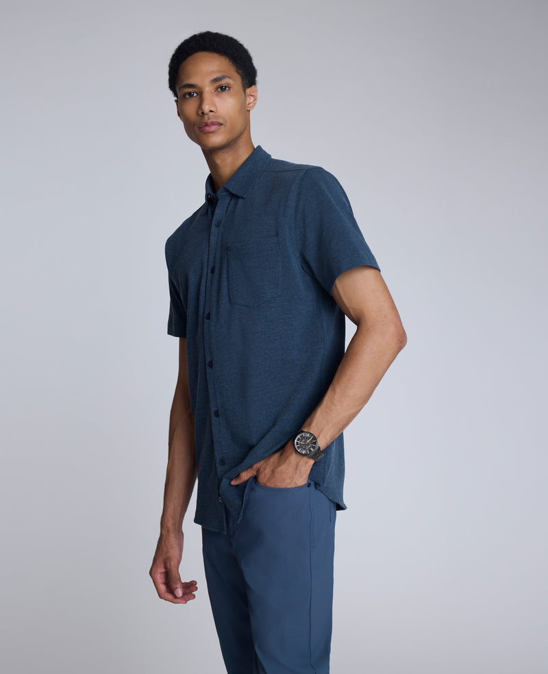 Kenneth Cole - Short Sleeve Sportshirt with Chest Pocket MENS SHIRT for Men