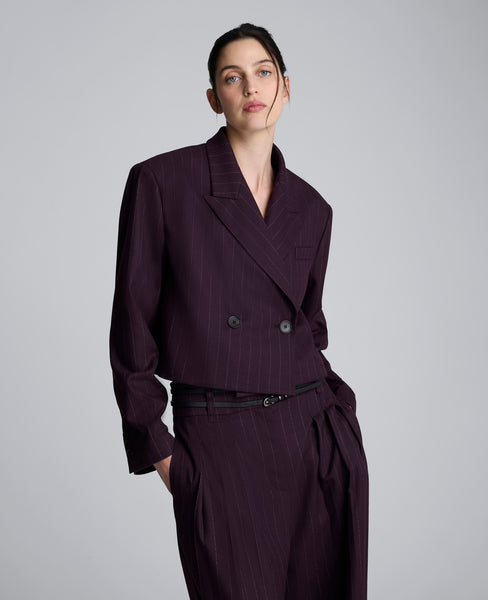 Pinstripe Double Breasted Cropped Jacket