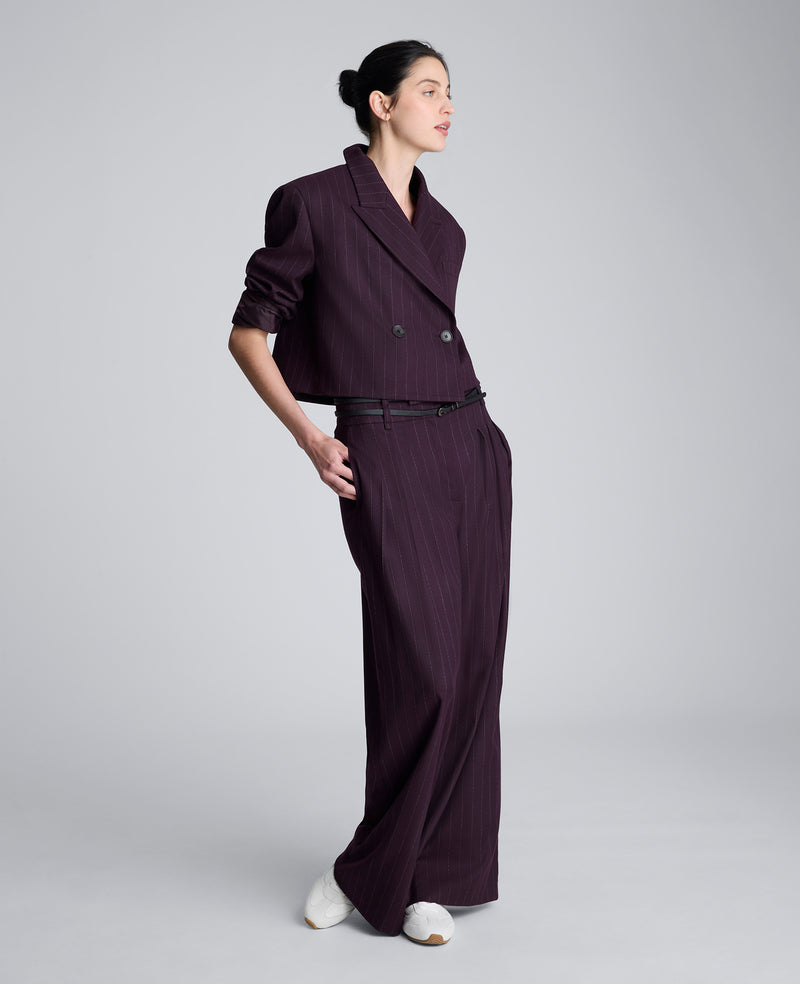 Kenneth Cole - Pinstripe Double Breasted Cropped Jacket WOMENS JACKET for Women