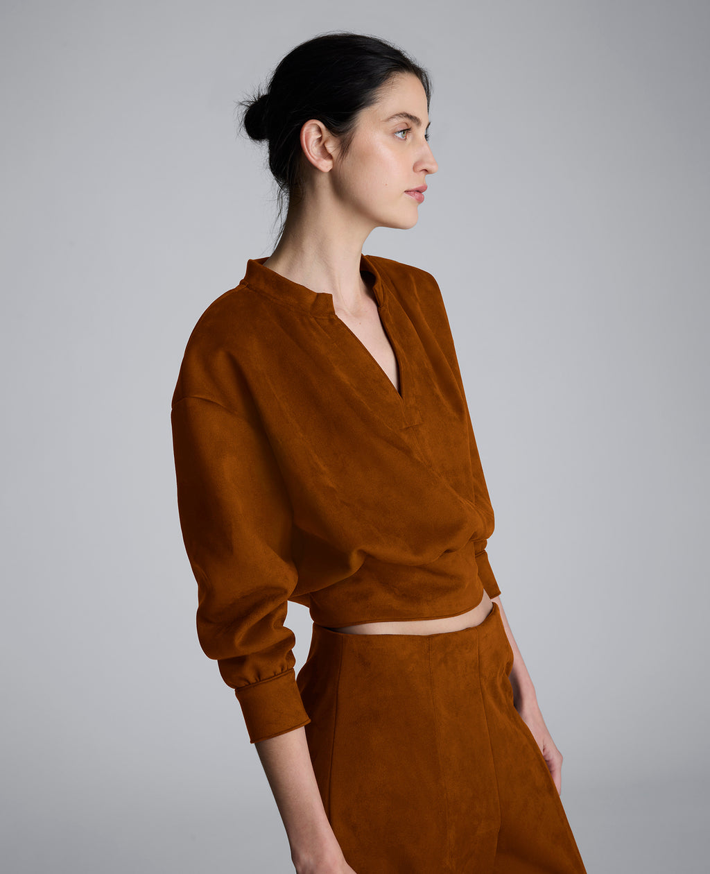 Kenneth Cole - Faux Suede Shoulder Pleated Long Sleeve Knit Pullover WOMENS KNITS for Women 