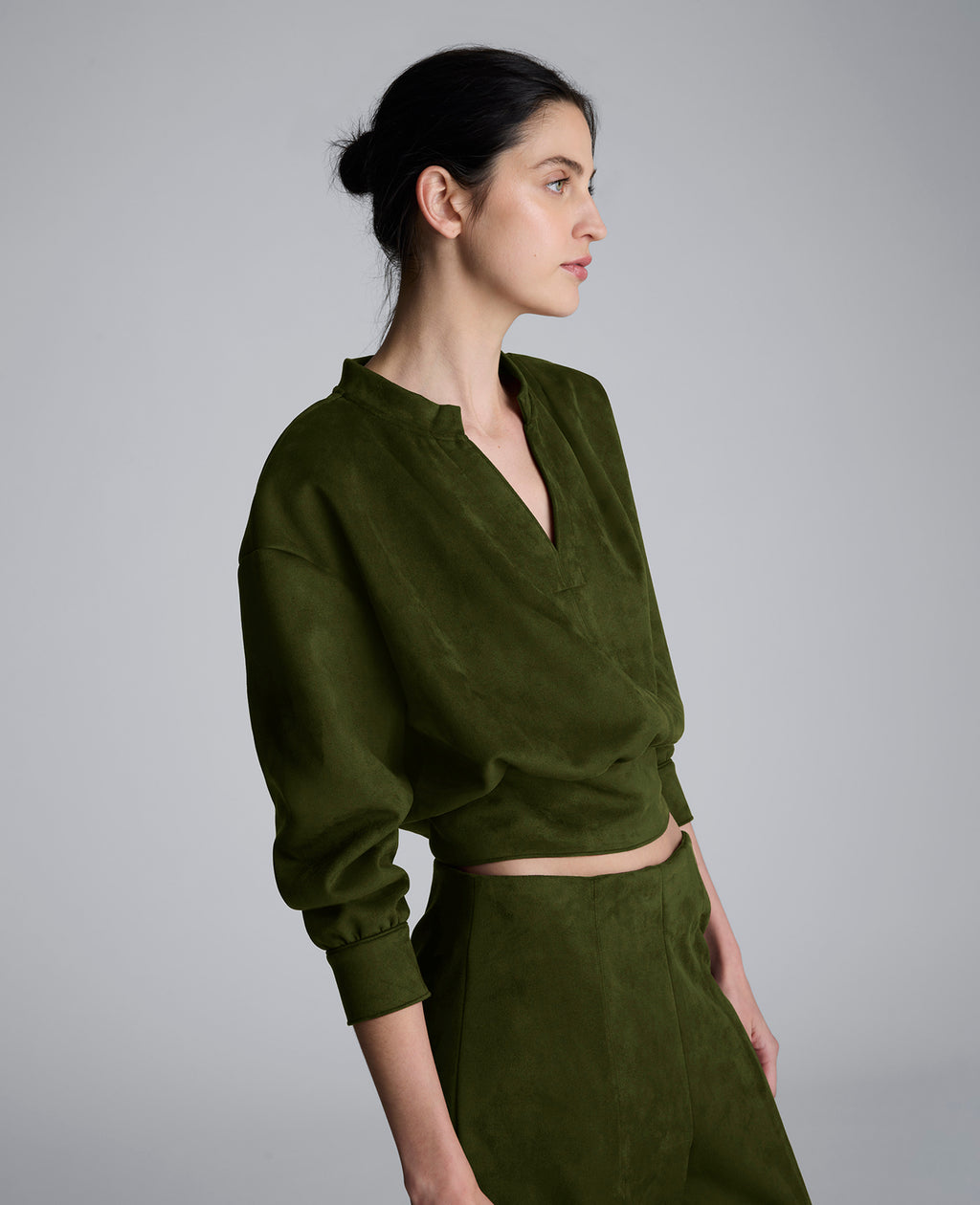 Kenneth Cole - Faux Suede Shoulder Pleated Long Sleeve Knit Pullover WOMENS KNITS for Women 