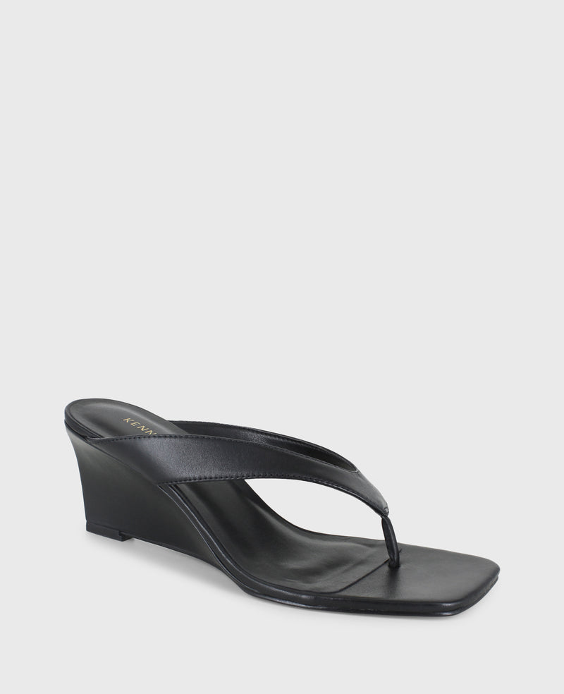 Kenneth Cole - Susannah Leather Thong Wedge Sandal WOMENS SANDAL for Women