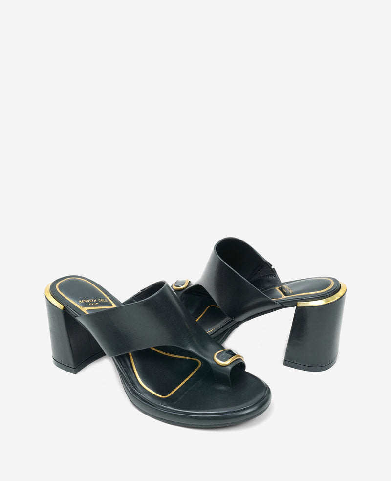 Kenneth Cole - Syndika Leather Stone Toe Ring Heeled Sandal WOMENS HEELS for Women