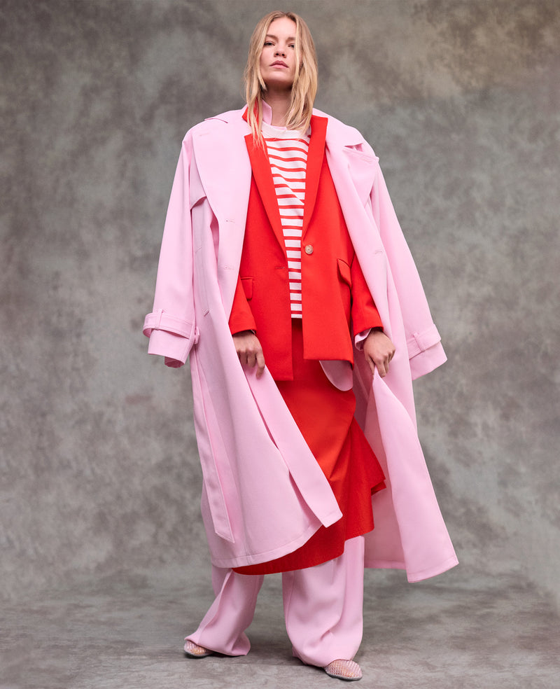 Kenneth Cole - Luxe Twill Belted Trench with Storm Flap WOMENS JACKET for Women