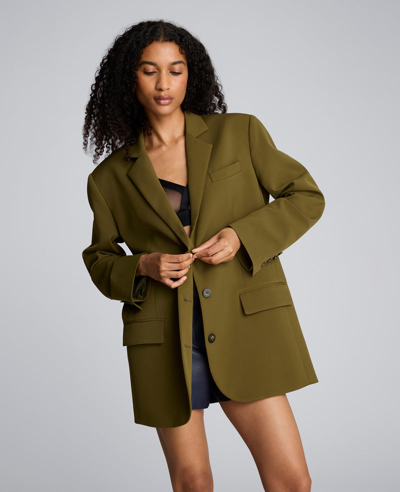 Luxe Twill Three Button Boyfriend Blazer - Main Image