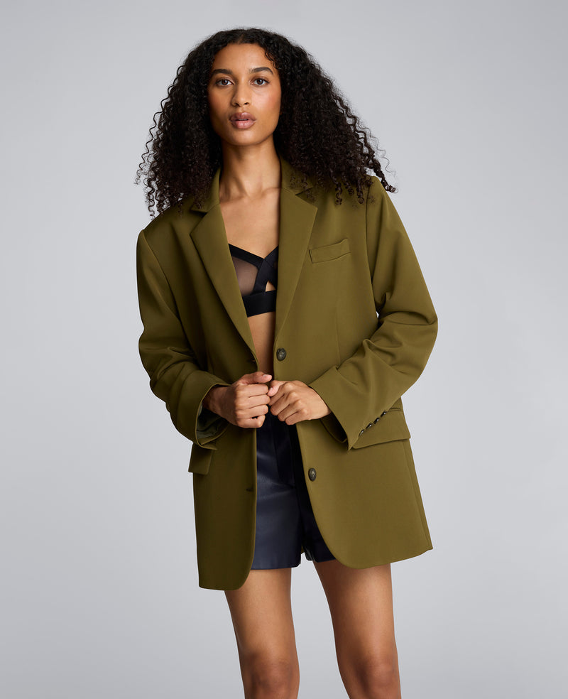 Kenneth Cole - Luxe Twill Three Button Boyfriend Blazer WOMENS JACKET for Women