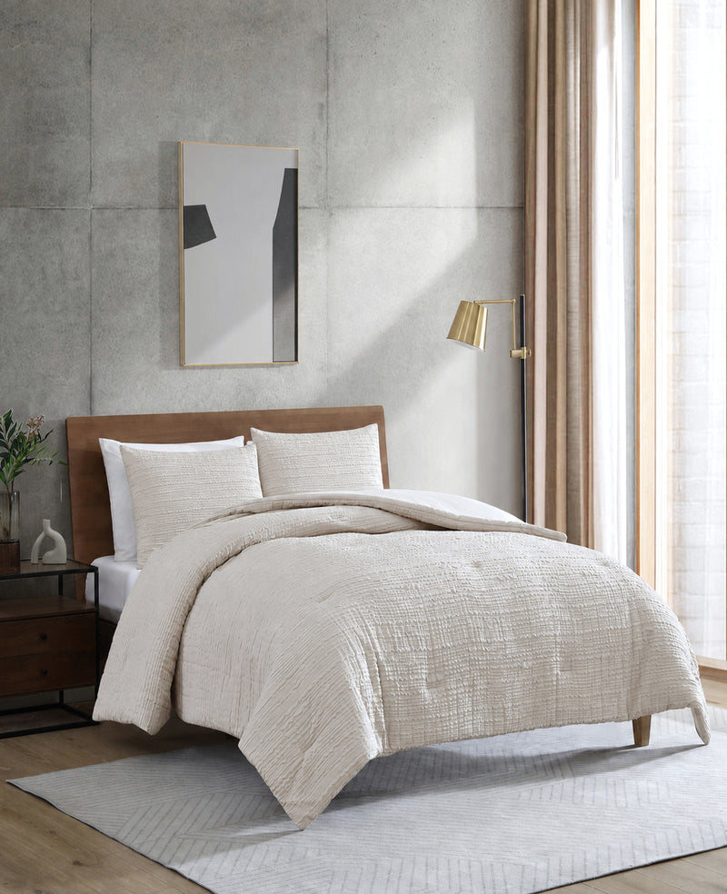 Kenneth Cole - Serenity Wavy Lines Beige Comforter Set HOME BEDDING