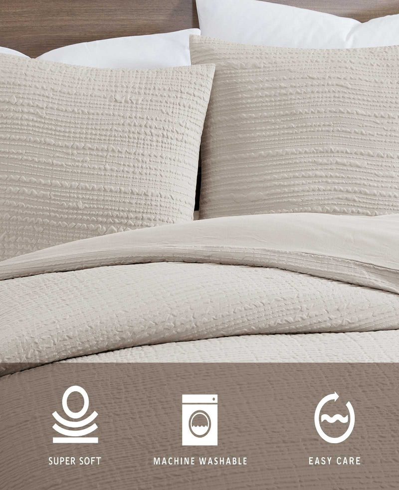 Kenneth Cole - Serenity Wavy Lines Beige Comforter Set HOME BEDDING