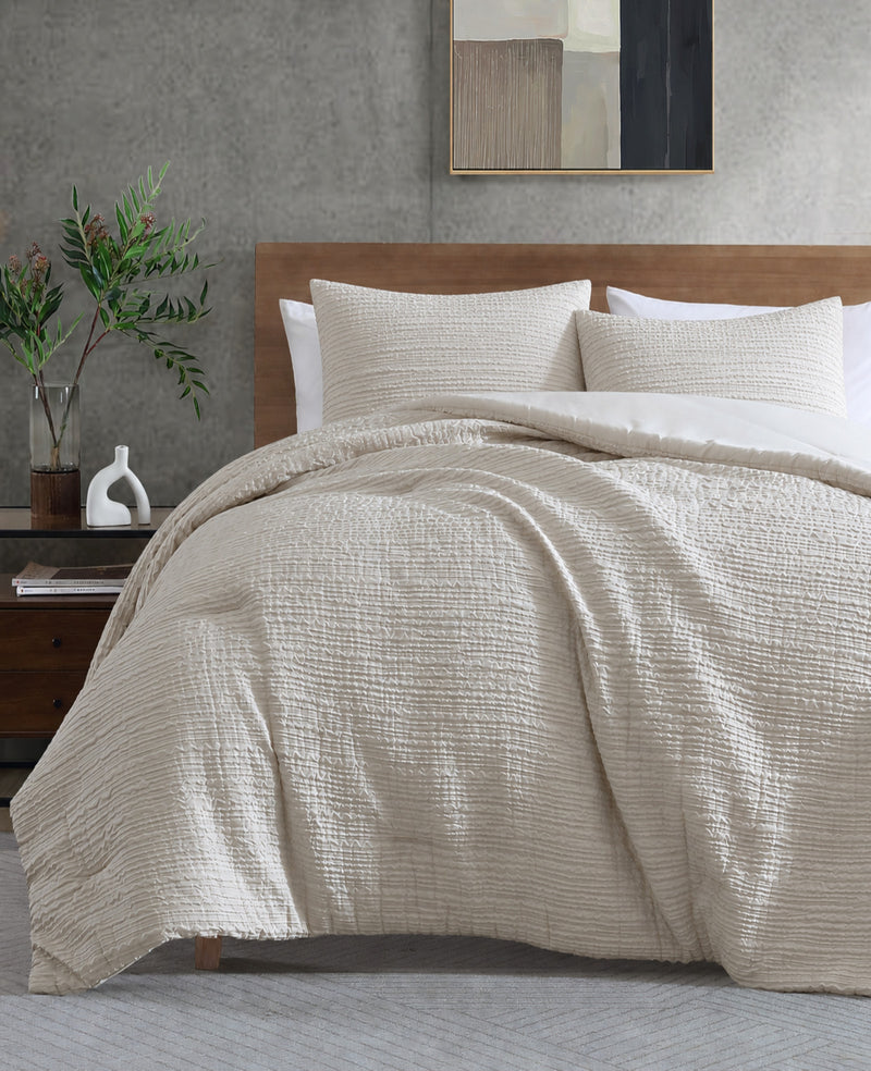 Kenneth Cole - Serenity Wavy Lines Beige Comforter Set HOME BEDDING
